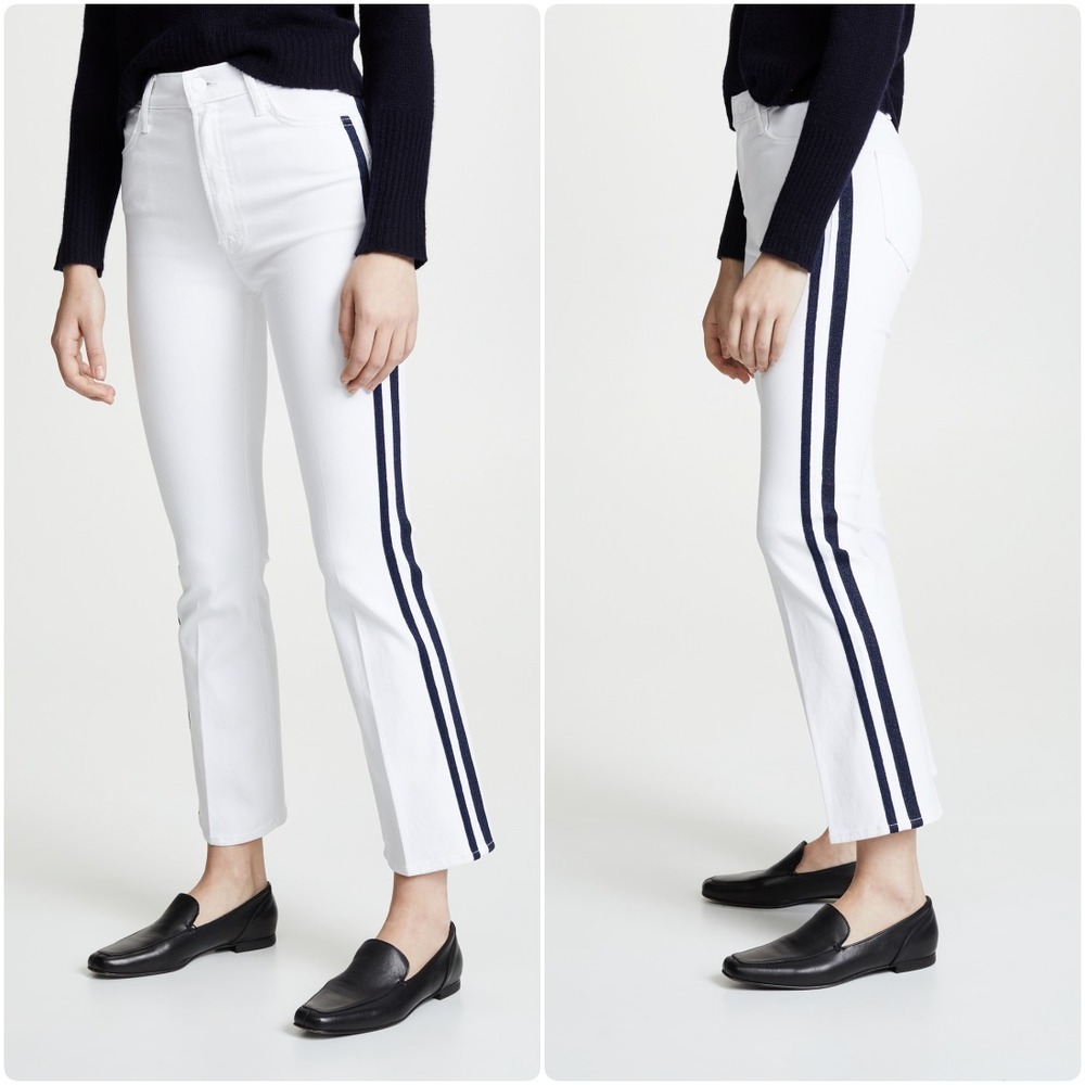 NWT Mother Hustler Ankle High Rise Bootcut Glass Slipper Racer White Jeans 24